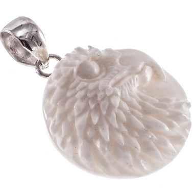 1 1/4" 925 Silver Buffalo Bone Eagle Pendant