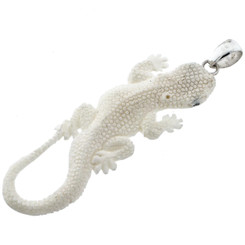 2 15/16" 925 Silver Buffalo Bone Gecko Pendant