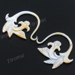 1 1/2" Goldlip Mother Of Pearl Tribal Plug Earrings