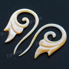 1 7/16" Goldlip Mother Of Pearl Tribal Plug Earrings