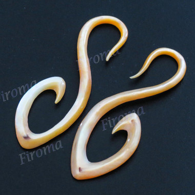2 3/8" Goldlip Mother Of Pearl Tribal Plug Earrings