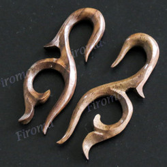 2 5/16" Natural Wood Tribal Plug Earrings