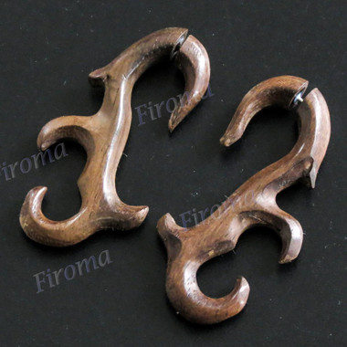 2" Natural Wood Fake Gauge Post Earrings