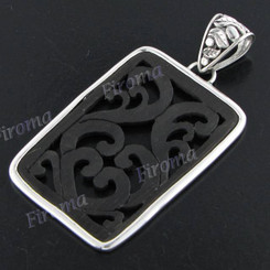 2 3/8" 925 Silver Wood Pendant