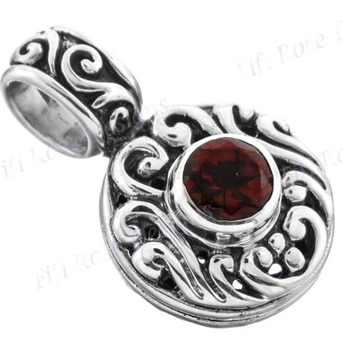 13/16" 925 Silver Garnet Red Pendant