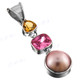2 1/8" 925 Silver Pink Mabe Pearl Pink Quartz Citrine Pendant