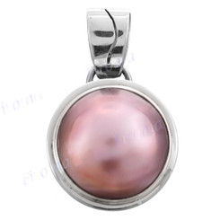 1 1/4" 925 Silver Pink Mabe Pearl Pendant