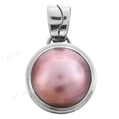 1 1/4" 925 Silver Pink Mabe Pearl Pendant