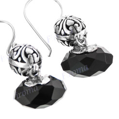 15/16" 925 Silver Onyx French Wires Earrings