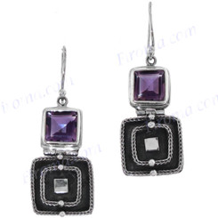 1" 925 Silver Amethyst French Wires Earrings
