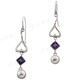 1 3/4" 925 Silver Amethyst Freshwater Pearl French Wires Earrings