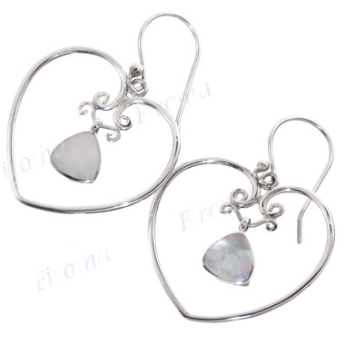 1" 925 Silver Mother Of Pearl Shell French Wires Earrings