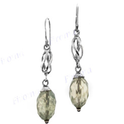 1 1/16" 925 Silver Prehnite French Wires Earrings