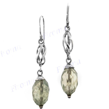 1 1/16" 925 Silver Prehnite French Wires Earrings