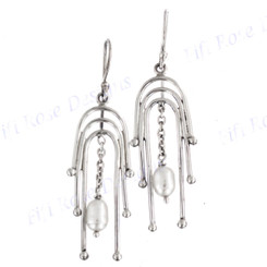 1 3/16" 925 Silver Freshwater Pearl French Wires Earrings
