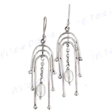 1 3/16" 925 Silver Freshwater Pearl French Wires Earrings