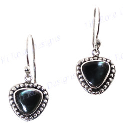 1/2" 925 Silver Black Mother Of Pearl Shell French Wires Earrings