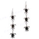 2 3/16" 925 Silver Black Mother Of Pearl Turtle French Wires Earrings
