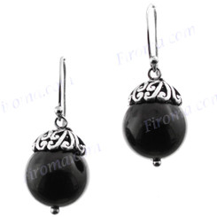 3/4" 925 Silver Onyx French Wires Earrings