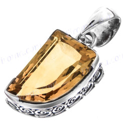 1 1/8" 925 Silver Citrine Pendant