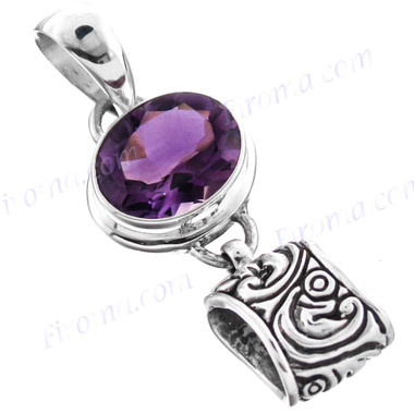 1 1/4" 925 Silver Amethyst Pendant