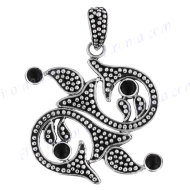 1 13/16" 925 Silver Onyx Pendant