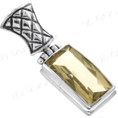 1 1/8" 925 Silver Lemon Quartz Pendant