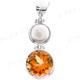 1 7/8" 925 Silver Biwa Pearl Citrine Pendant