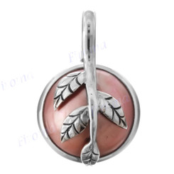 13/16" 925 Silver Pink Mabe Pearl Leaf Pendant