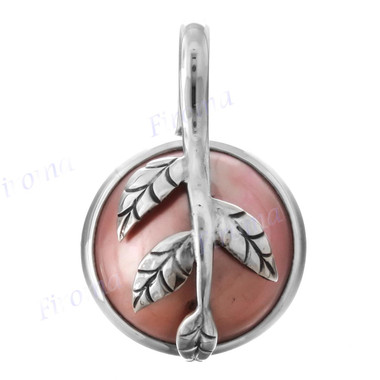 13/16" 925 Silver Pink Mabe Pearl Leaf Pendant