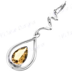 2 3/8" 925 Silver Citrine Pendant