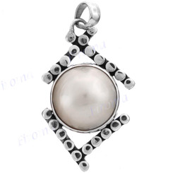 1 9/16" 925 Silver White Mabe Pearl Pendant