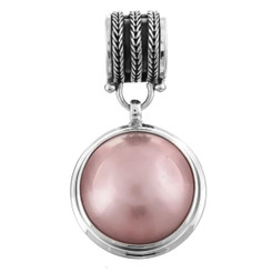 1 1/8" 925 Silver Pink Mabe Pearl Pendant