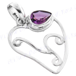 1 1/2" 925 Silver Amethyst Pendant