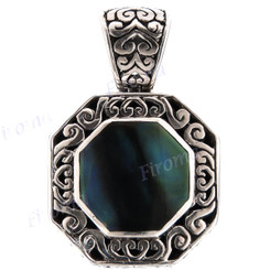 1 5/16" 925 Silver Pen Shell Iridescent Pendant