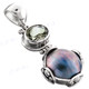 1 5/8" 925 Silver Green Amethyst Grey Mabe Pearl Pendant