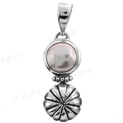 1 3/8" 925 Silver Biwa Pearl Pendant