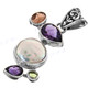 1 11/16" 925 Silver Tourmaline Amethyst Biwa Pendant