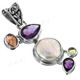 1 11/16" 925 Silver Tourmaline Amethyst Biwa Pendant