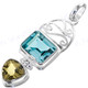 1 7/8" 925 Silver Blue Topaz Lemon Quartz Pendant