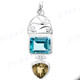 1 7/8" 925 Silver Blue Topaz Lemon Quartz Pendant