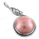 1 5/8" 925 Silver Pink Mabe Pearl Leaf Pendant