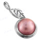 1 7/16" 925 Silver Pink Mabe Pearl Leaf Pendant