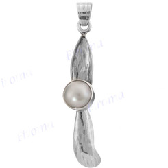 2 13/16" 925 Silver White Mabe Pearl Pendant