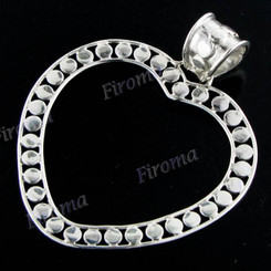 2 1/8" 925 Silver Heart Pendant