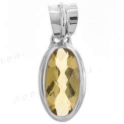 1 1/8" 925 Silver Lemon Quartz Pendant