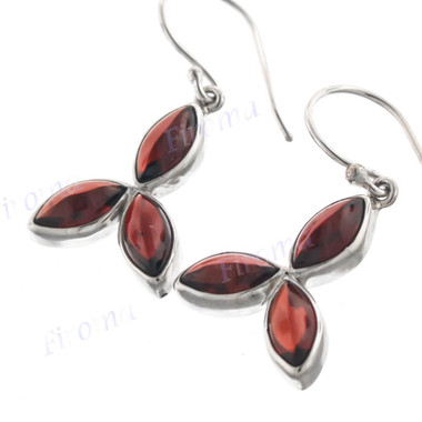 11/16" 925 Silver Red Garnetea French Wires Earrings