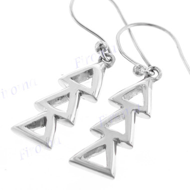 7/8" 925 Silver Handcrafted Silverwork Art French Wires Earrings