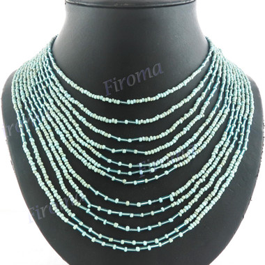 Glass Seed Beads 19" Turquoise Necklace