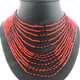 Glass Seed Beads 19" Coral Red Necklace